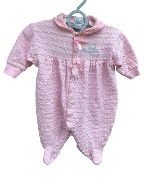 Vintage Snugabye Pink Footed Baby One-Piece